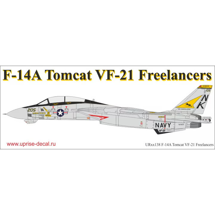 UR72138 Sunrise 1/72 Decals for F-14A Tomcat VF-21 Lancer, tech. inscriptions