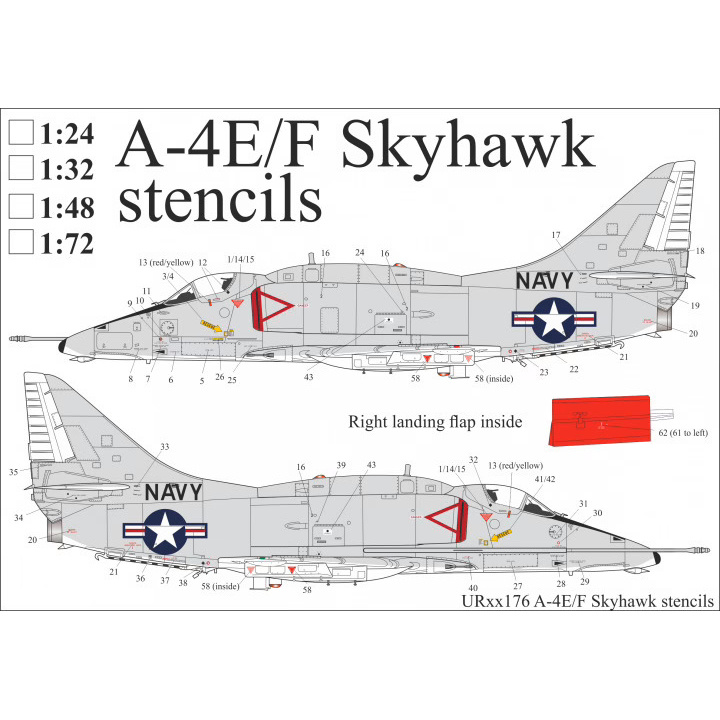 UR72176 Sunrise 1/72 Decals for A-4E/F Skyhawk, Tech. inscriptions