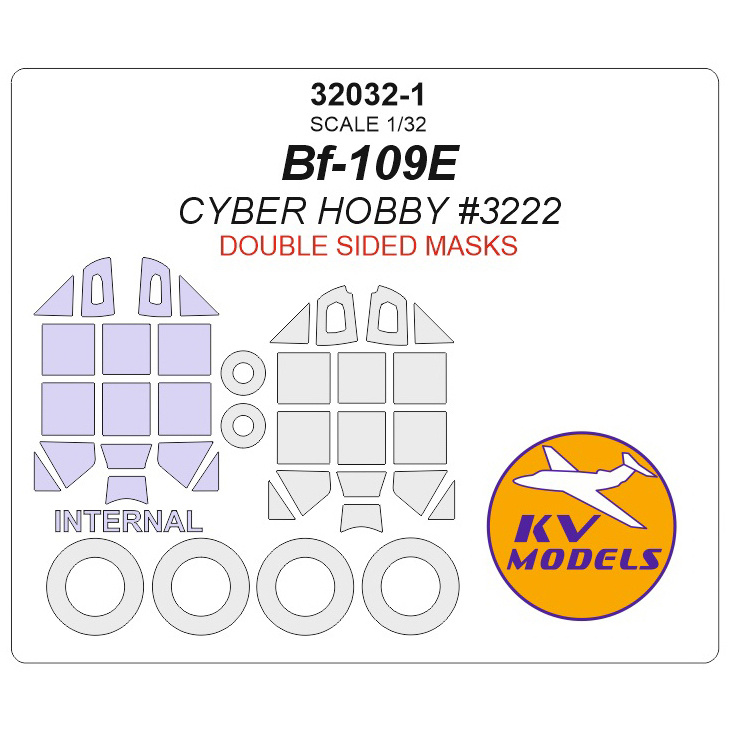 32032-1 KV Models 1/32 Bf-109E (Cyber Hobby #3222) - (Double-sided masks) + masks for rims and wheels
