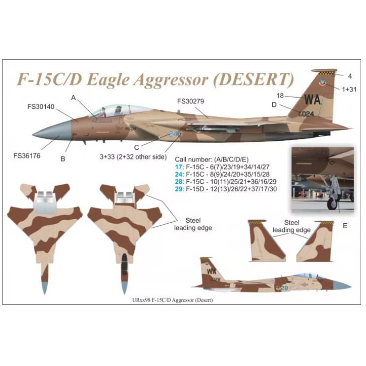 UR4898 Sunrise 1/48 Decal for F-15C/D Eagle Aggressor (DESERT)