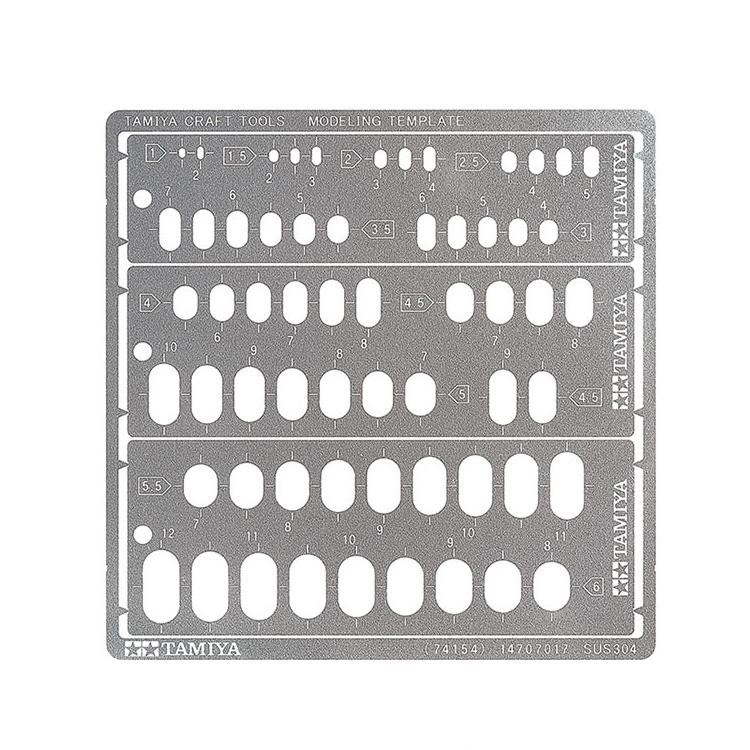 74154 Tamiya metal stencil with ovals from 1-6 mm