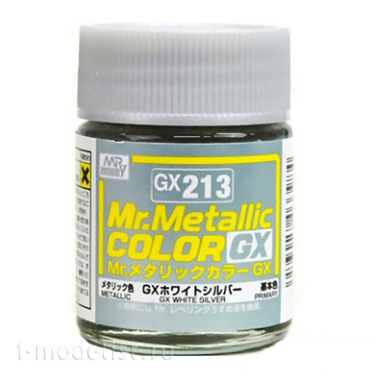 GX213 Gunze Sangyo Paint Mr. Hobby Mr. Metallic Color GX: White-silver metallic, 18 ml.