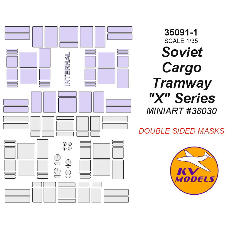 35091-1 KV Models 1/35 Paint Mask for Soviet Freight Tram Series-X - double-sided masks