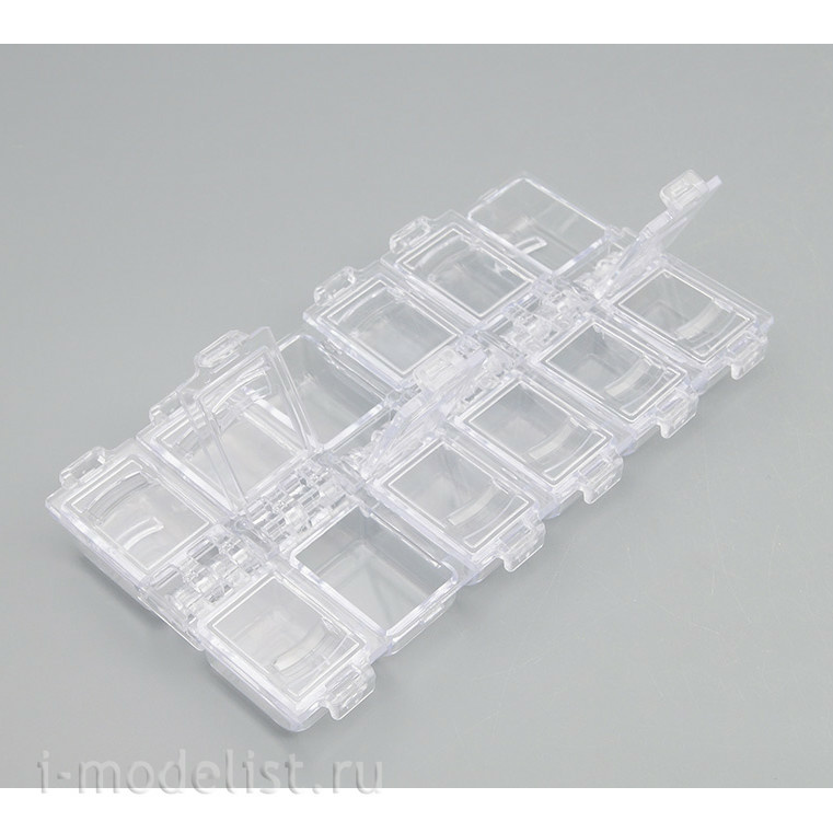 U144-05 MiniWarPaint Storage box rectangular 12 cells, 130x60 mm (Transparent)