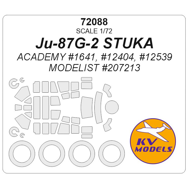 72088 KV Models 1/72 Paint mask for Ju-87G-2 STUKA + masks for wheels and wheels