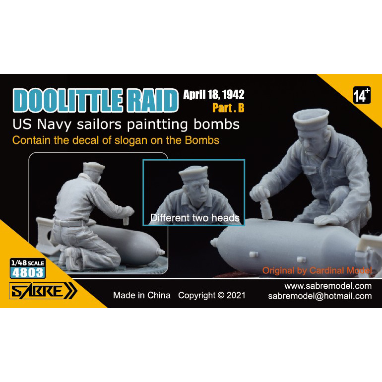 4803 Sabre Model 1/48 DOOLITTLE RAID Part.B - US Navy sailors paintting bombs