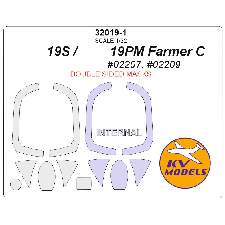 32019-1 KV Models 1/32 МiGG-19С / МiGG-19ПМ Farmer C (Т$ач #02207, #02209) - Двусторонние маски