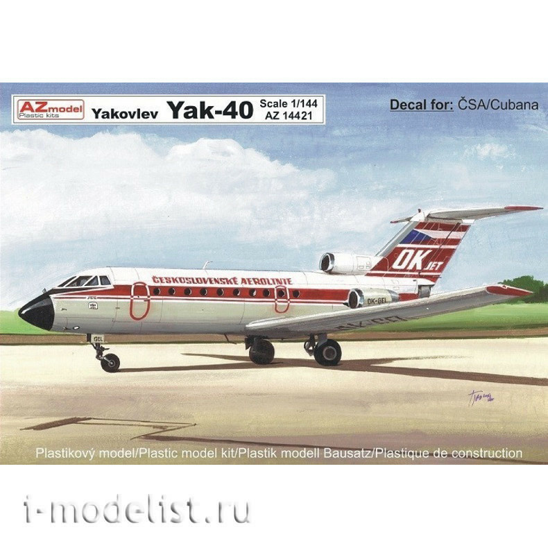 AZ14421 AZ Model 1/144  Yakovlev Yak-40 CSA Cubana Aircraft