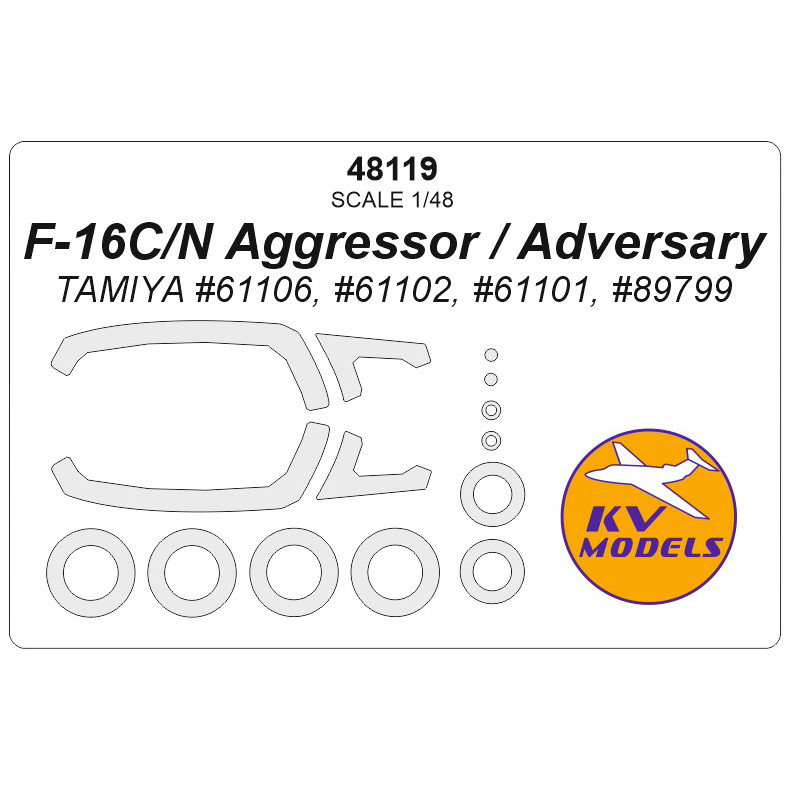 48119 KV Models 1/48 F-16C/N Aggressor/Adversary (TAMIYA #61106, #61102, #61101, #89799) + masks for wheels and wheels