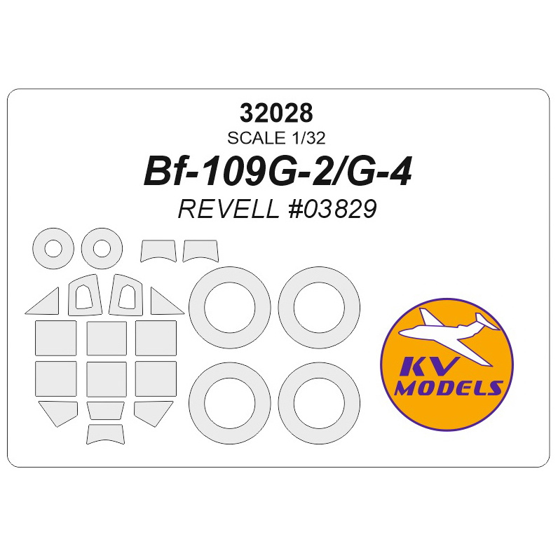 32028 KV Models 1/32 Bf109G-2/G-4 (REVELL #03829) + masks for rims and wheels