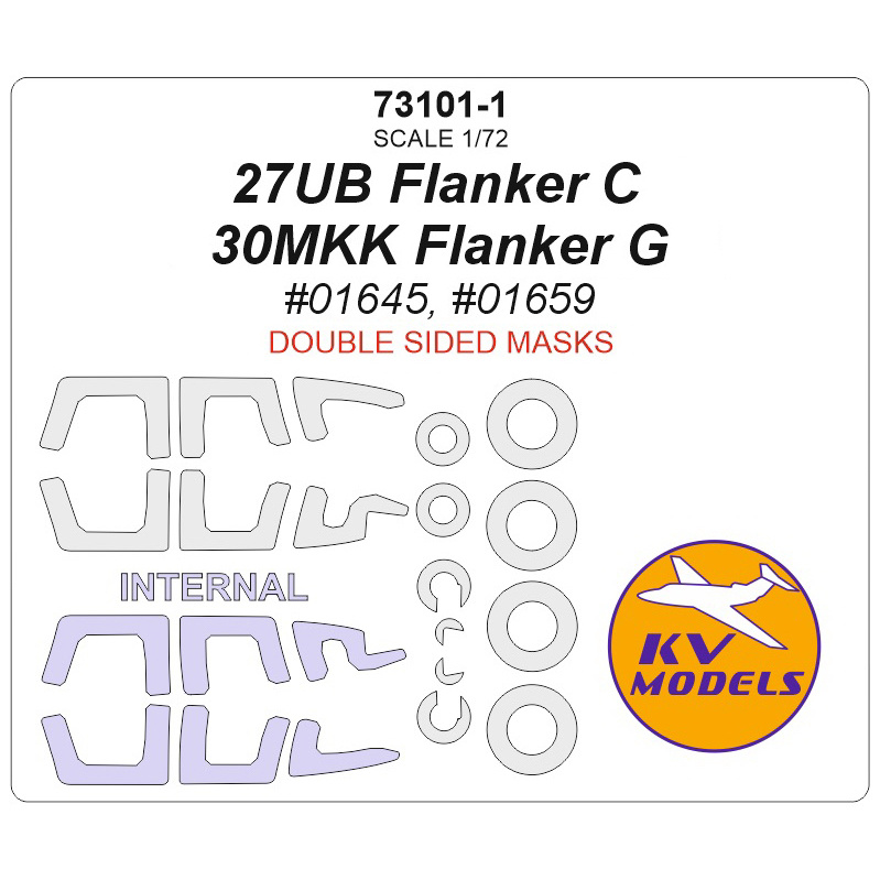 73101-1 KV Models 1/72 С-27UB Flanker C / -30MKK Flanker G (Trumpeter #01645, #01659) - (Double-sided masks) + masks for rims and wheels