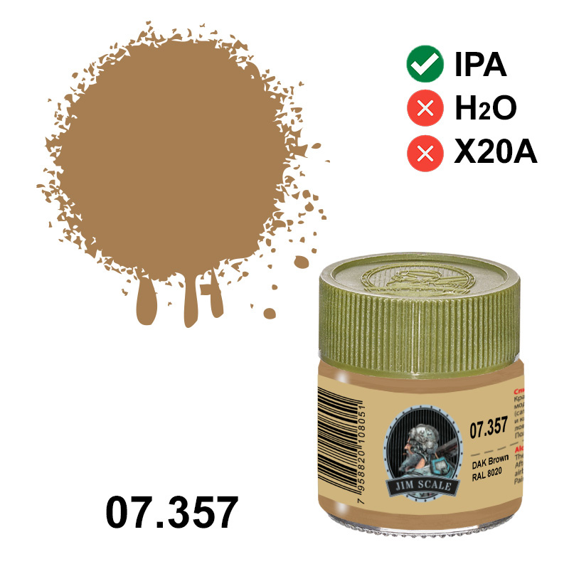 07.357 Jim Scale Alcohol paint color DAK Brown (RAL 8020), 10 ml.