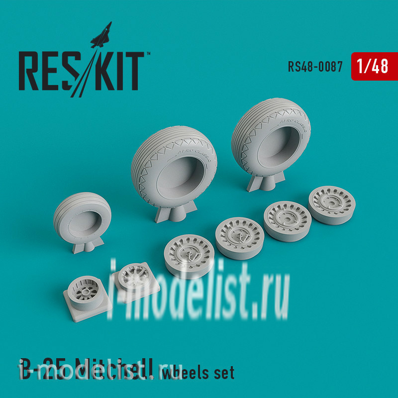 RS48-0087 RESKIT 1/48 North American B-25 Mitchell Resin wheels