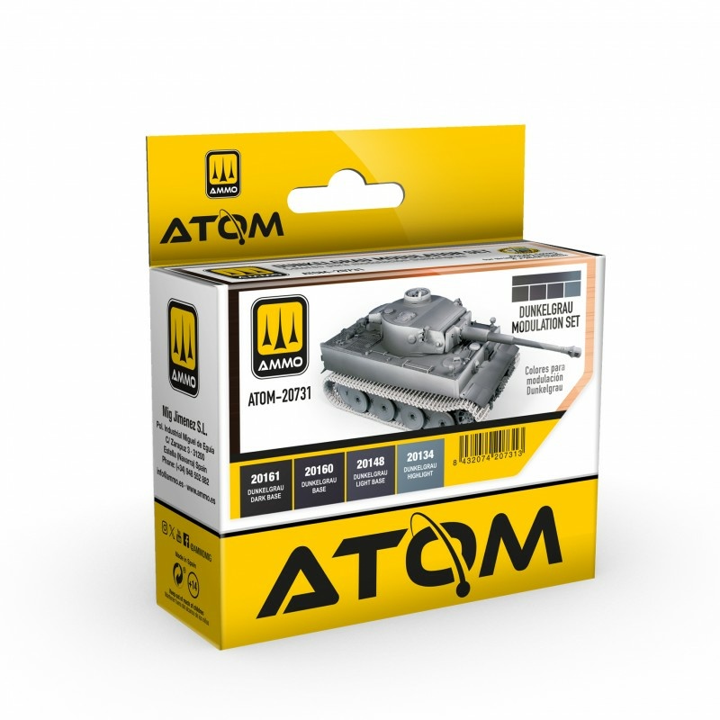 ATOM20731 Ammo Mig Набор красок ATOM Набор модуляции Dunkelgrau / Dunkelgrau Modulation Set (4 шт.)