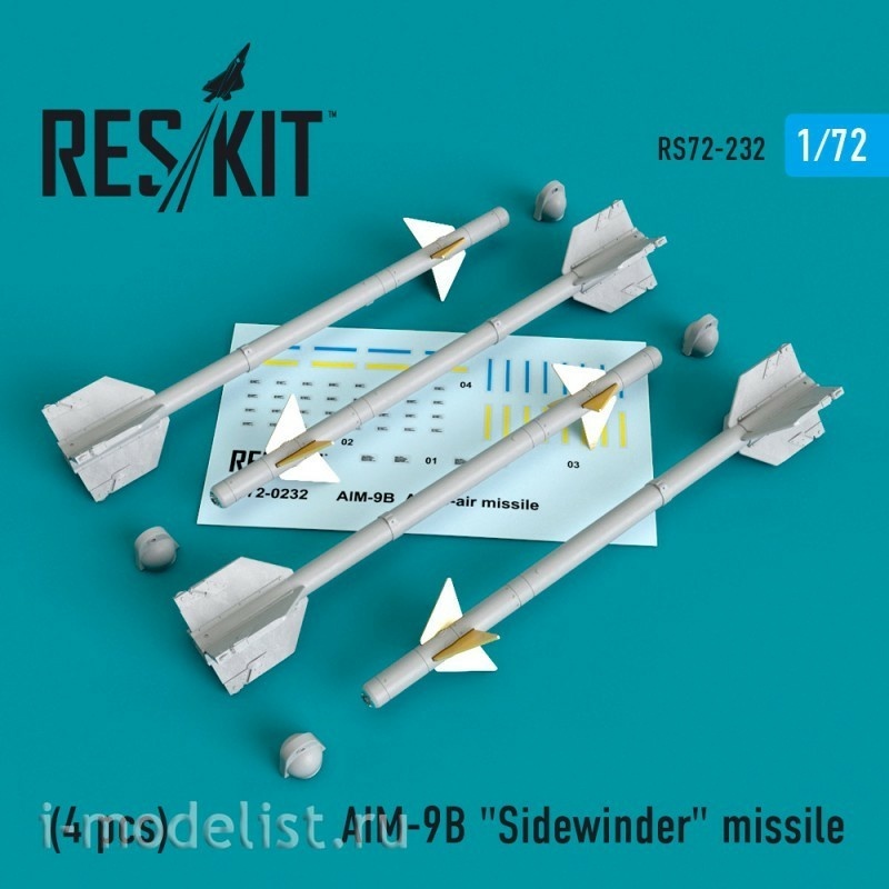 RS72-0232 Reskit 1/72 Missiles for AIM-9B 
