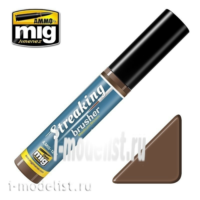 AMIG1250 Ammo Mig STREAKINGBRUSHER MEDIUM BROWN (paint with a thin brush applicator)