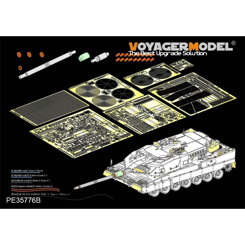 PE35776B Voyager Model 1/35 Photo etching for Leopard 2A6 tank (including Ver.B gun barrel)