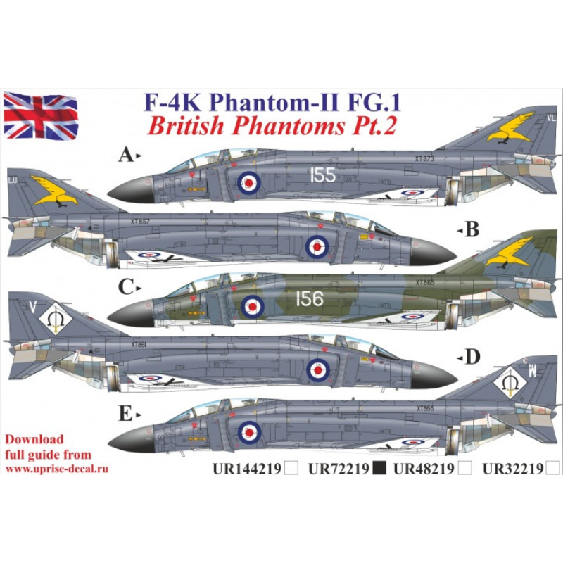 UR72219 Sunrise 1/72 Decals for F-4K Phantom-II FG.1 British Phantoms Pt.2