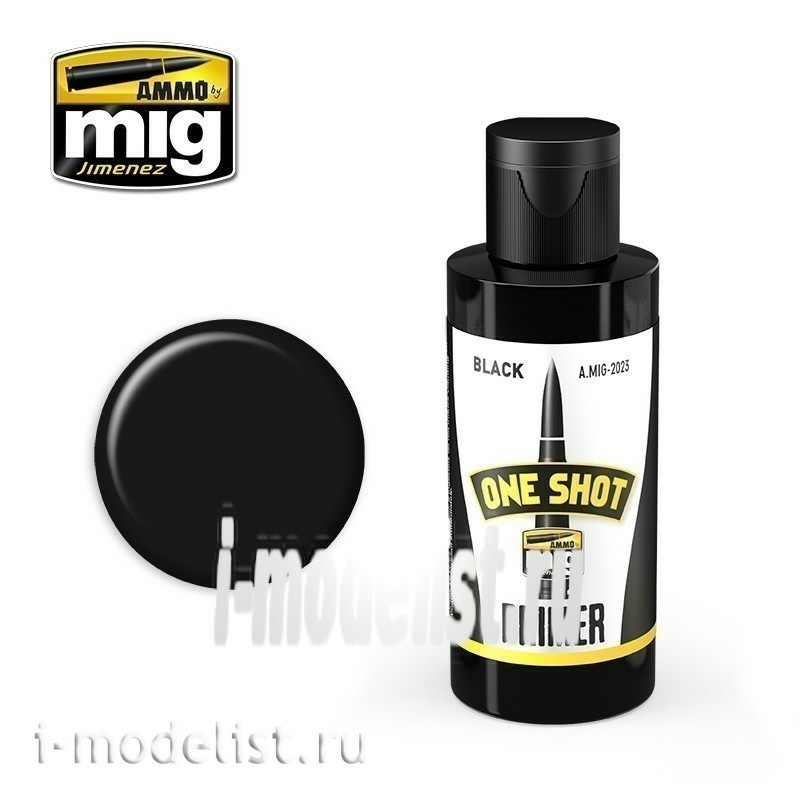 AMIG2023 Ammo Mig ONE SHOT PRIMER - BLACK (self-Leveling black primer solution) 60 ml.