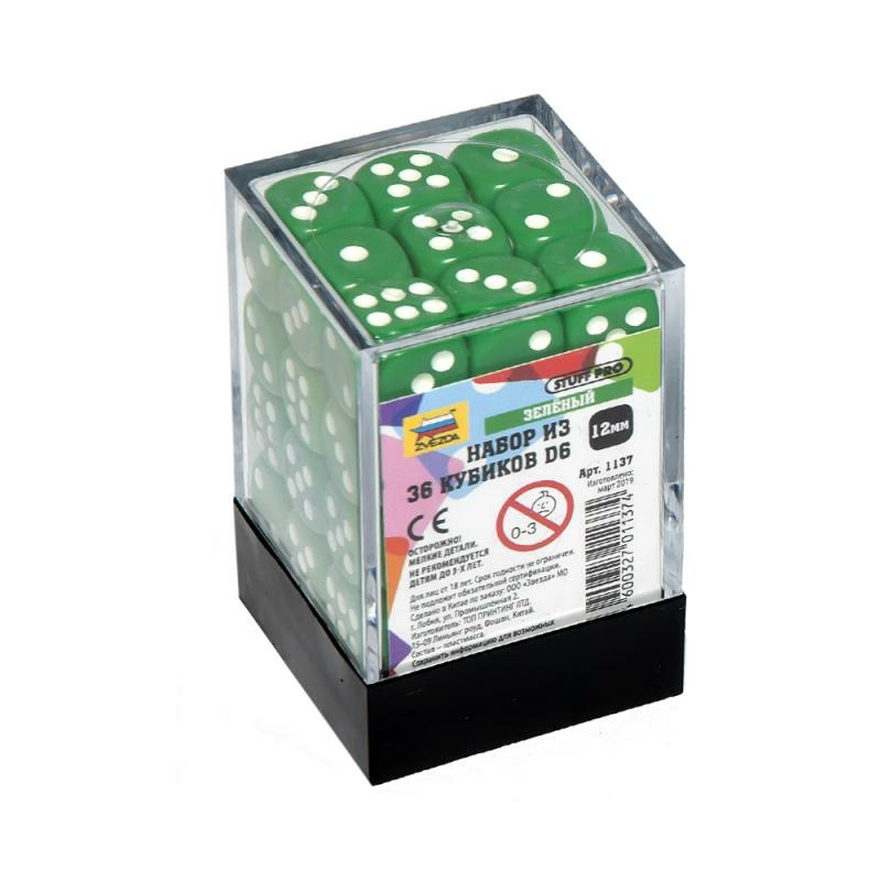 1137 Zvezda Set of 36 D6 cubes (green)