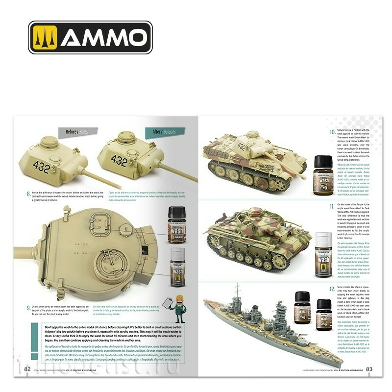 AMIG6301 Ammo Mig Книга Scaleное моделирование для начинающих, том 2: Краска и везеринг / Scale Modeling for Beginners Vol. 2: Paint & Weathering (на двух языках)