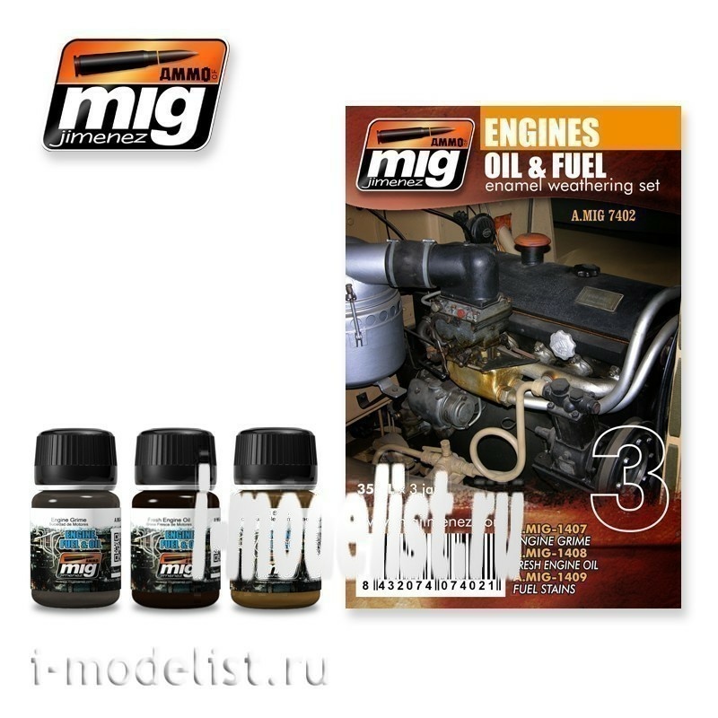 AMIG7402 Set Ammo Mig for weathering ENGINES SET (Contamination of the engine and mechanisms)