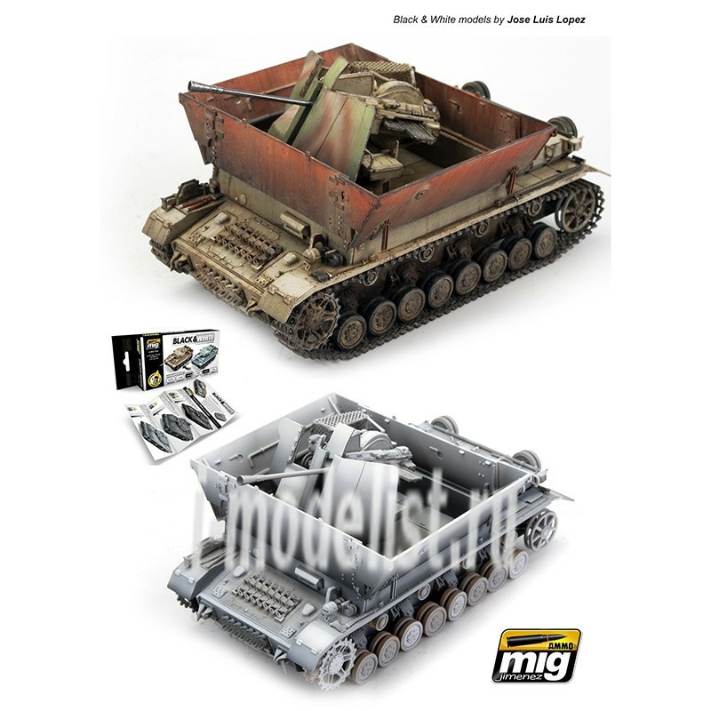 AMIG7128 Ammo Mig acrylic paint Set BLACK & WHITE TECHNIQUE SET (black & white technique)