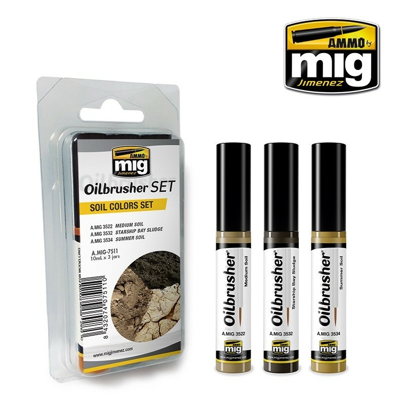 AMIG7511 Ammo Mig Soil Colors OILBRUSHER SET