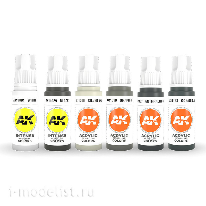 AK11601 AK Interactive acrylic paint Set Non Metallic Metal: Steel Set