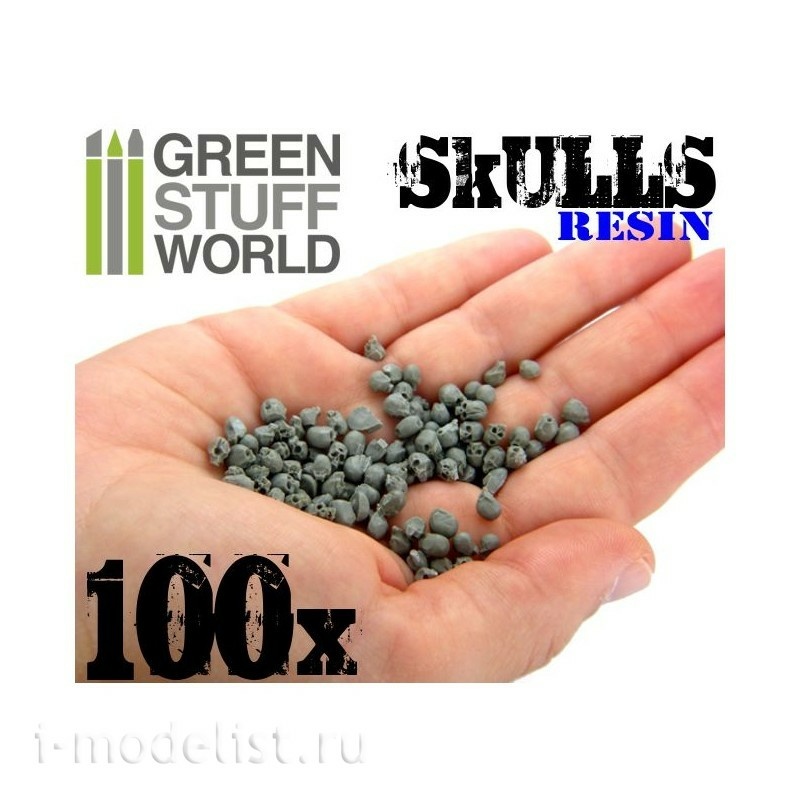 1343 Green Stuff World Resin Skull Set 100pcs / 100x Resin Skulls