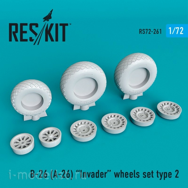 RS72-0261 RESKIT 1/72 Resin Wheels for B-26 (A-26) Invader, Type 2