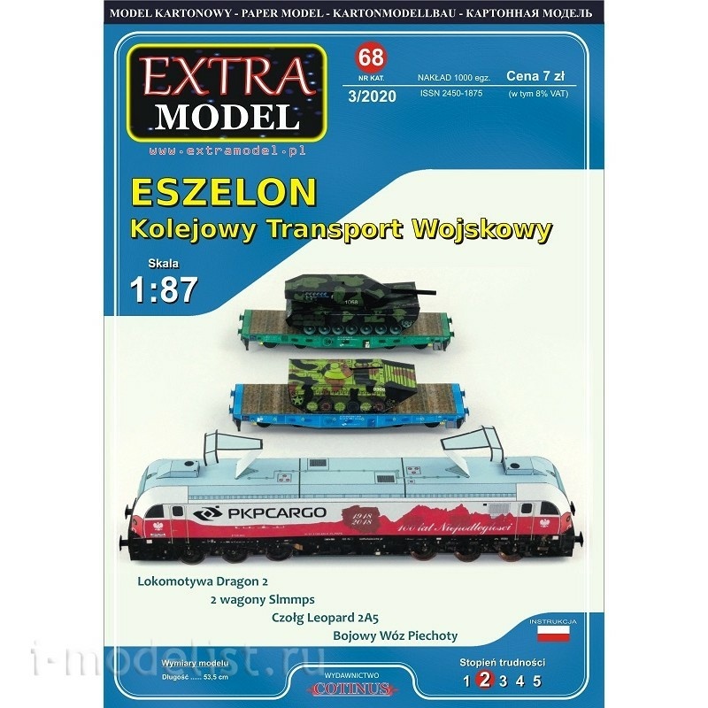 EM068 EXTRA MODEL 1/87 Paper Model Eszelon-Kolejowy Transport Wojskowy