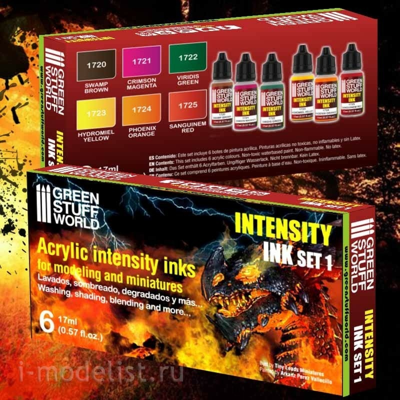 9351 Green Stuff World Set of 6 Intensive Inks, Set 1 / Set x6 Intensity Inks-Set 1