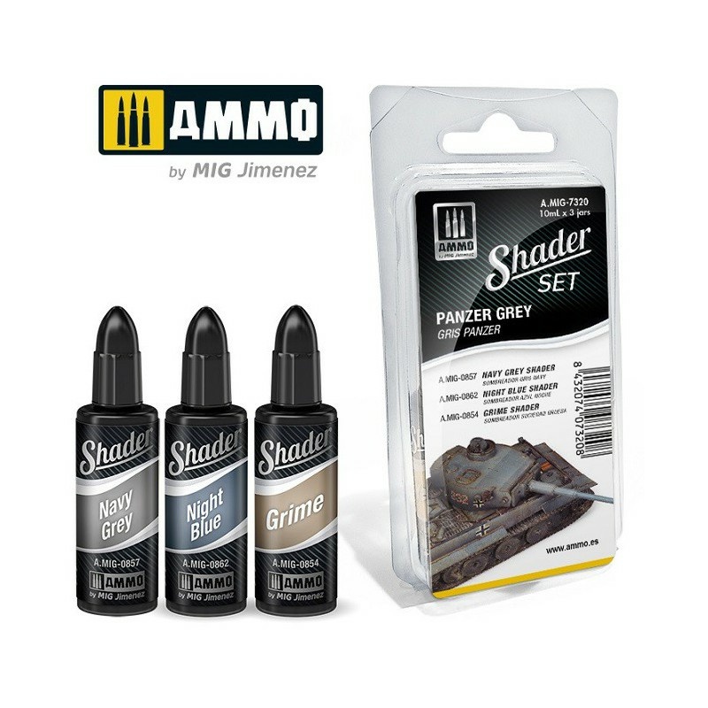 AMIG7320 Ammo Mig Paint Set SHADER Tank Grey