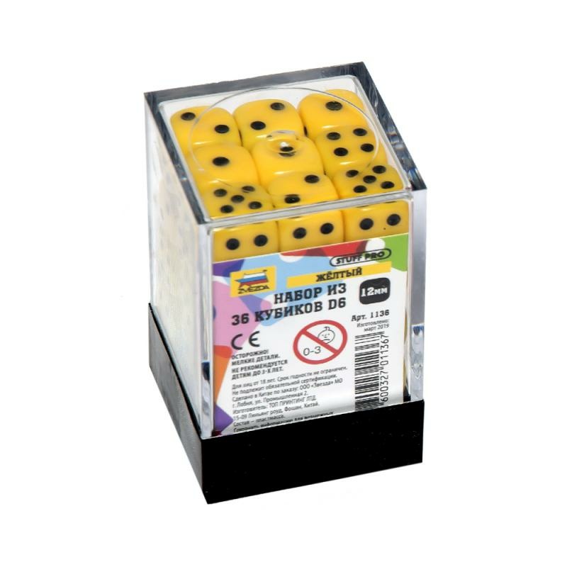1136 Zvezda Set of 36 D6 cubes (yellow)