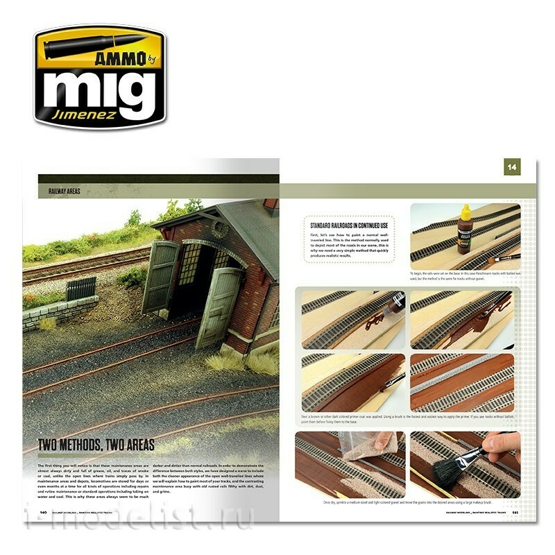AMIG6251 Ammo Mig Книга MODELLING SCHOOL - Моделирование железных toрог: Окрашивание реалистичных поезtoв (Испанский)