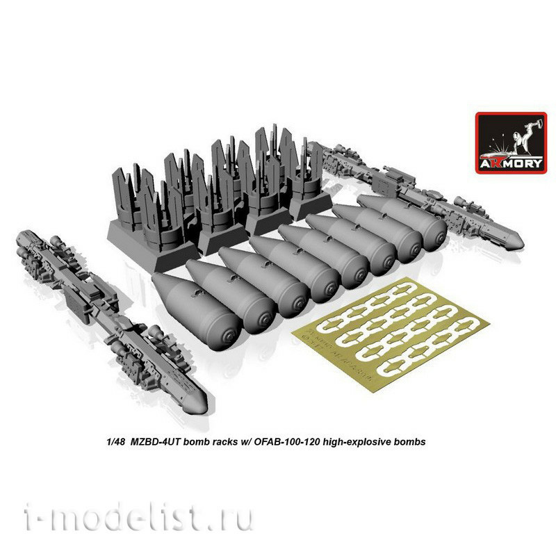 ACA4810C Armory 1/48 bomb Holder MZBD-4UT with four ofab-100-120 bombs