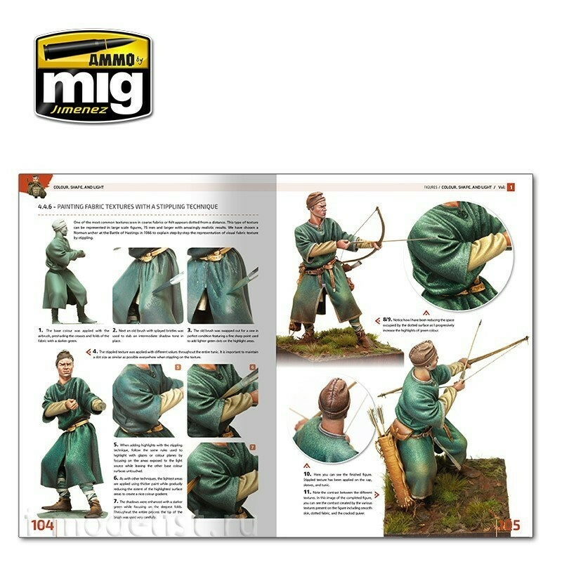 AMIG6221 Ammo Mig ENCYCLOPEDIA OF FIGURES MODELING TECHNIQUES VOL. 1-COLOUR, SHAPE, and LIGHT (English) / encyclopedia of figures. Part 1. Color, shadow and light.