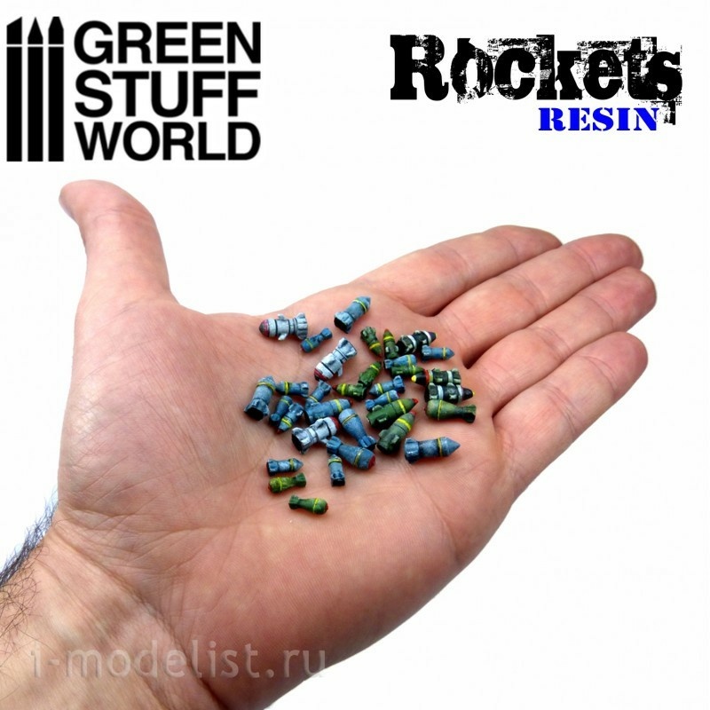 1693 Green Stuff World Resin Rocket Set 33 pcs / Resin Rockets and Missiles