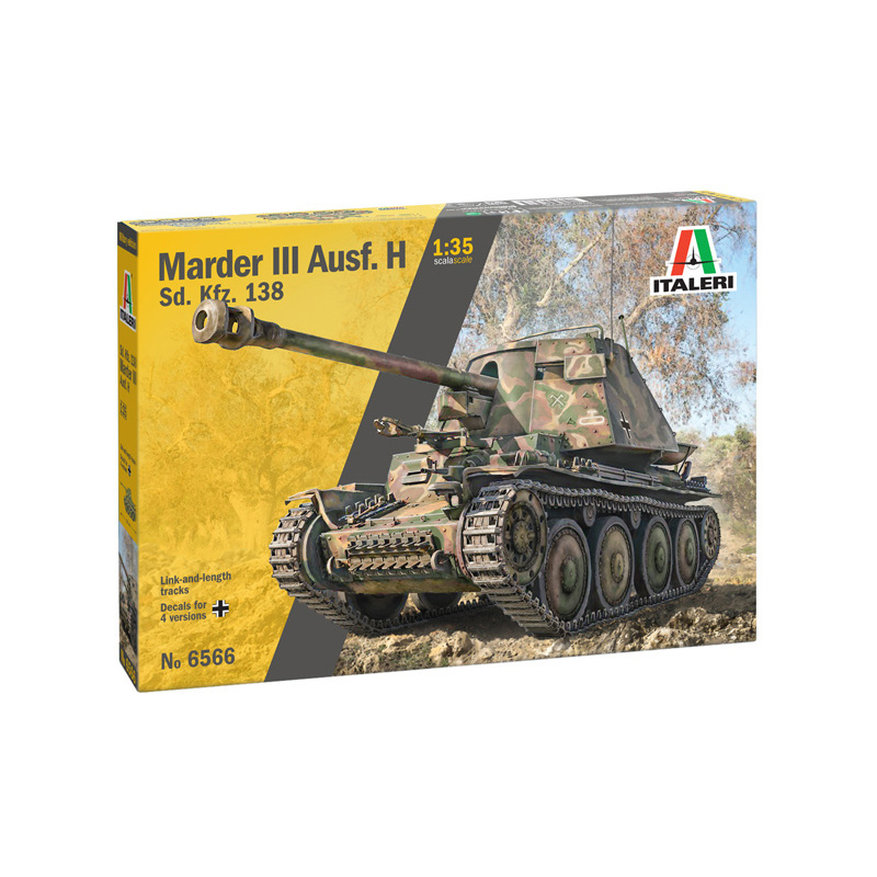 6566 Italeri 1/35 German tank destroyer Marder III Ausf. H Sd. Kfz.138 with two figures