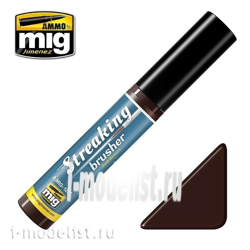AMIG1252 Ammo Mig STREAKINGBRUSHER RED BROWN (paint with a thin brush applicator)