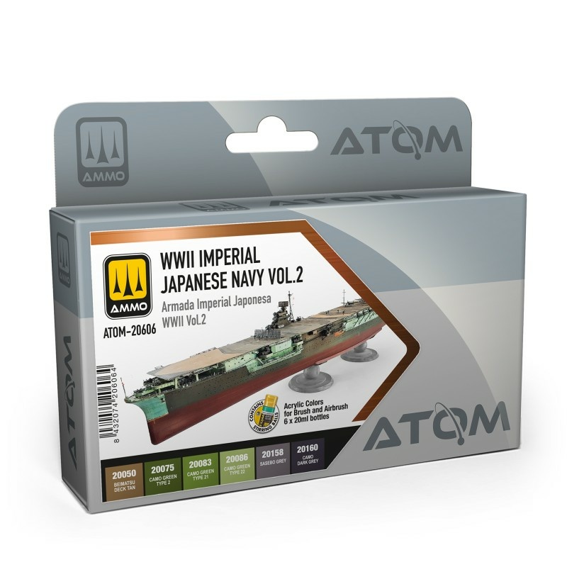 АТОМ-20606 Ammo Mig Набор красок ATOM Императорский флfrom Японии времен 2МВ, том 2 / WWII Imperial Japanese Navy Vol.2 Set