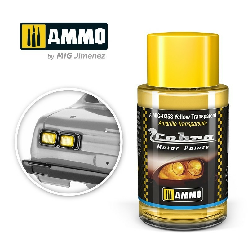 AMIG0358 Ammo Mig Акриловая краска Cobra Motor Желтый прозрачный / Yellow transparent