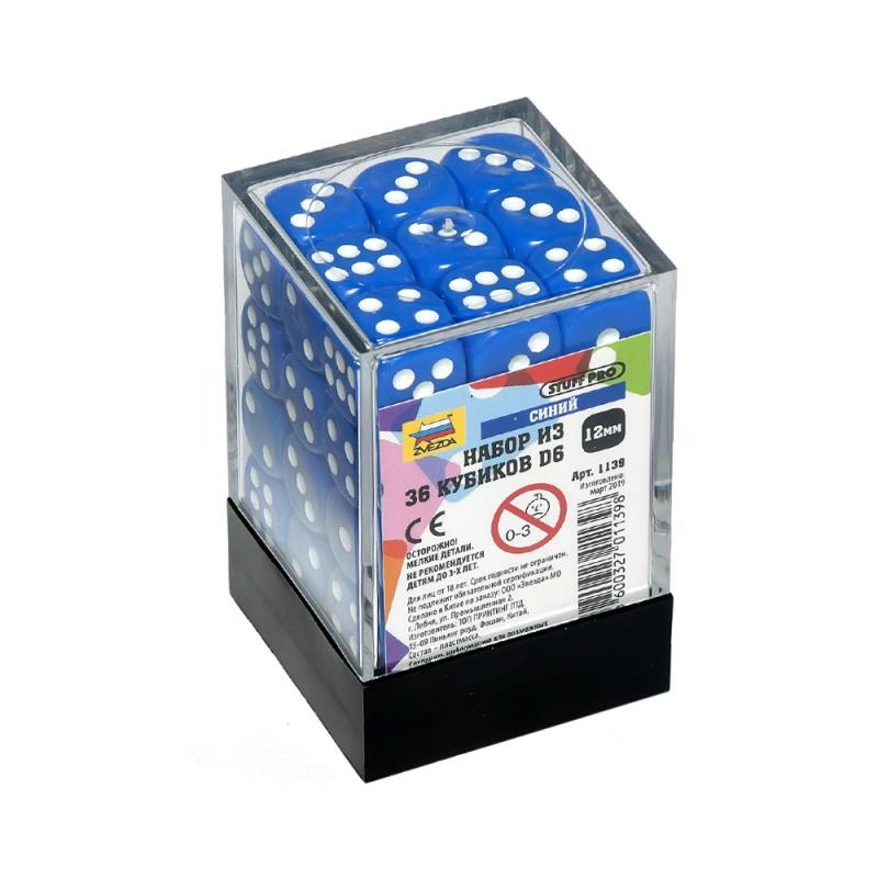 1139 Zvezda Set of 36 D6 cubes (blue)