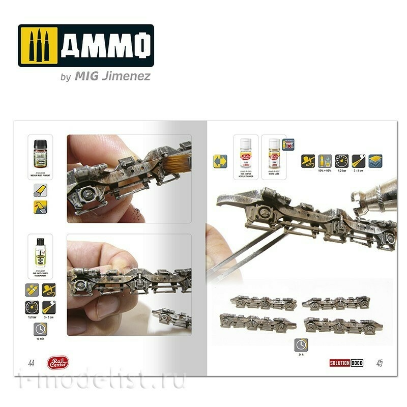 AMMOR1301 Ammo Mig AMMO RAIL CENTER SOLUTION BOOK 02 - How to Weather American Trains (English, Castellano, Français, Deutch)