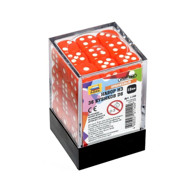1140 Zvezda Set of 36 D6 cubes (orange)