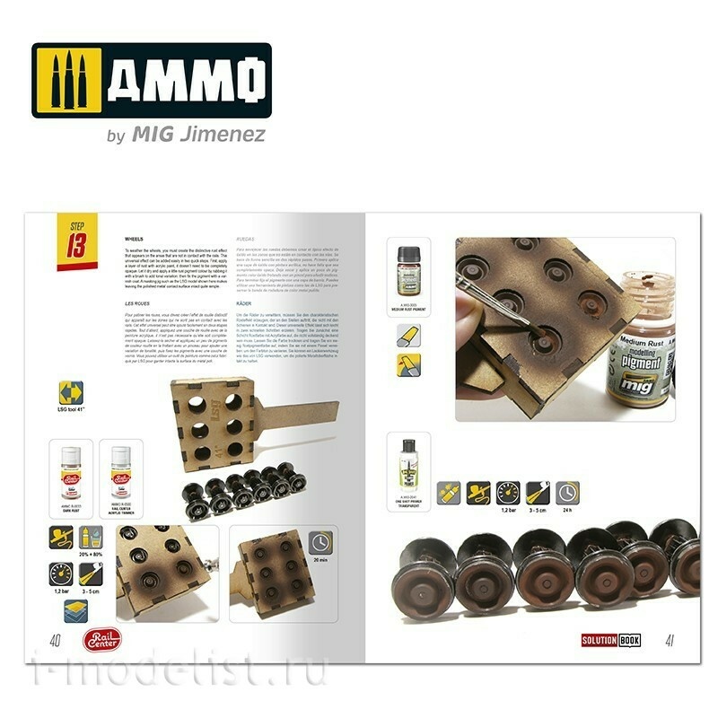 AMMOR1301 Ammo Mig AMMO RAIL CENTER SOLUTION BOOK 02 - How to Weather American Trains (English, Castellano, Français, Deutch)
