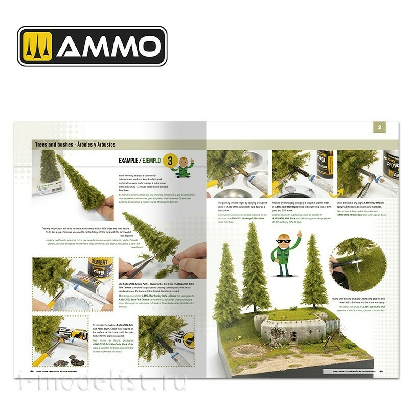 AMIG6254 Ammo Mig Книга MODELLING SCHOOL - Как использовать растительность в ваших диорамах (на двух языках)