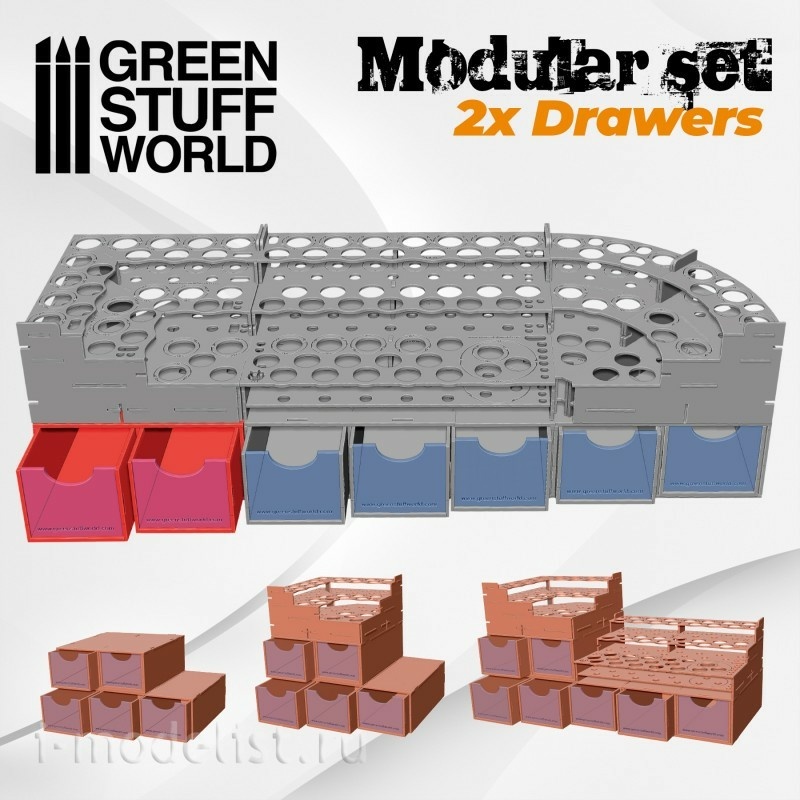 2169 Green Stuff World Scale Set, 2 Drawers / Scale Set 2x Drawers