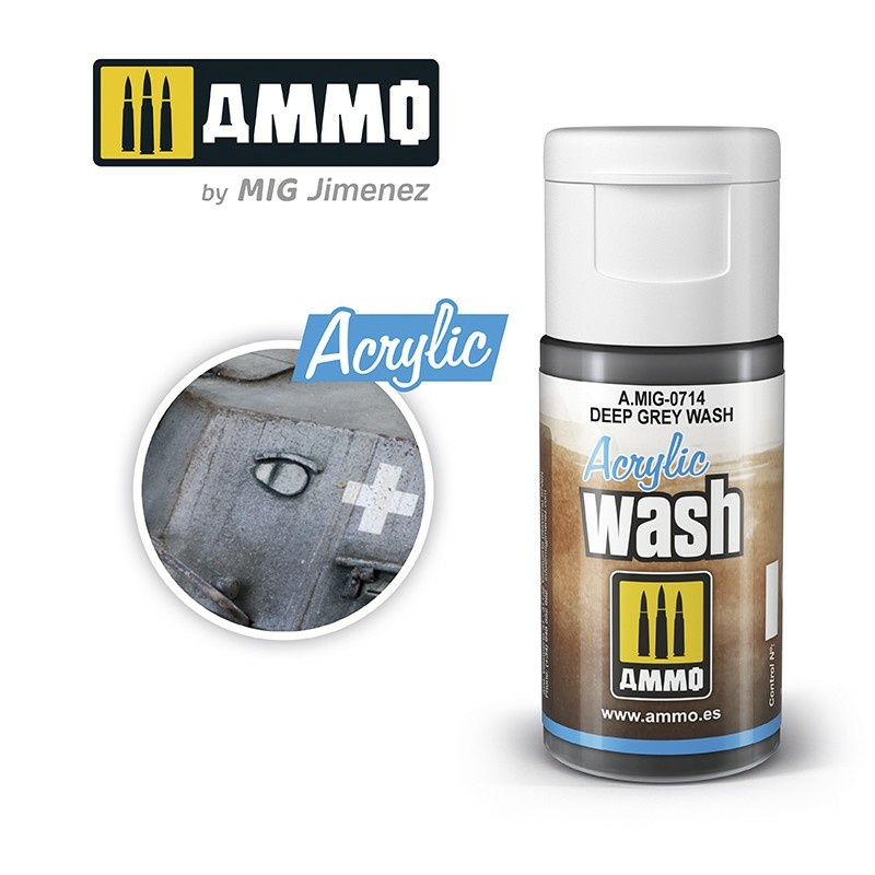 AMIG0714 Ammo Mig Acrylic Wash (Deep Grey) 15 ml / ACRYLIC WASH Deep Grey Wash